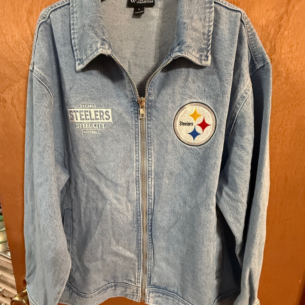 NFL Pittsburgh Steelers Men's Blue Denim Jacket L